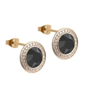 Qudo Tondo Deluxe Gold Earrings - Jet