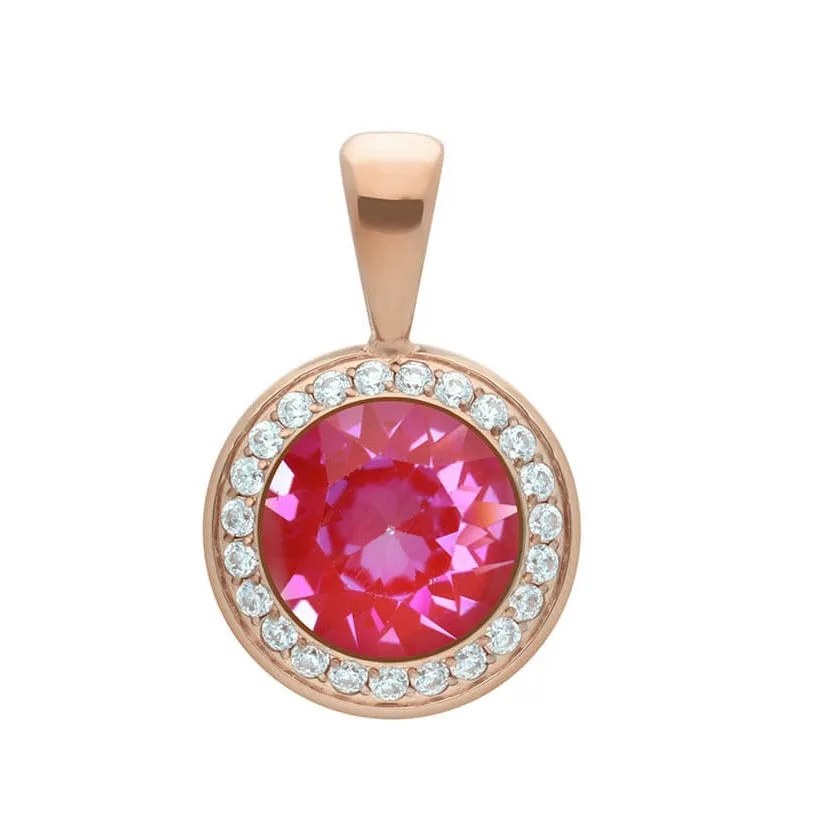Qudo Tondo Deluxe Pendant Rose Gold Necklace - Royal Red Delite