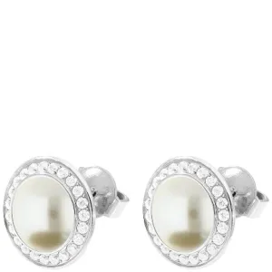 Qudo Tondo Deluxe Silver Earrings - Cream Pearl