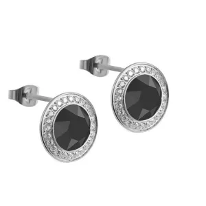 Qudo Tondo Deluxe Silver Earrings - Jet