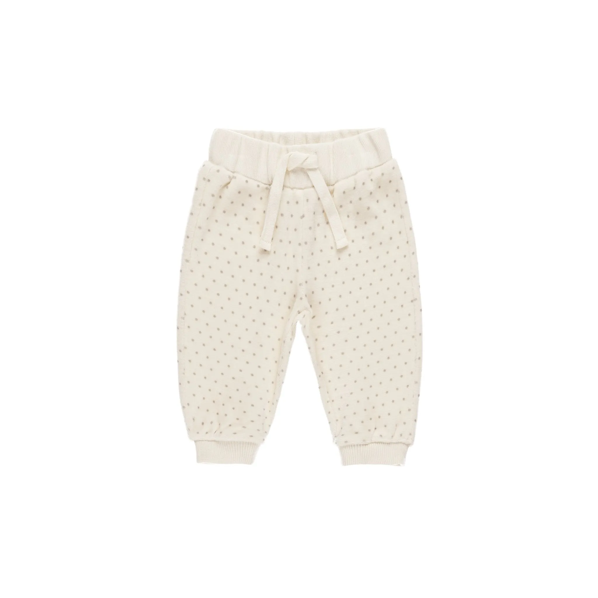 Quincy Mae Velour Relaxed Sweatpant - Fog Polka Dot