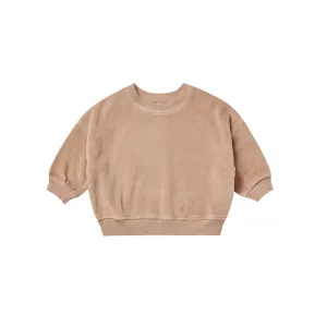 Quincy Mae Velour Relaxed Sweatshirt - Blush