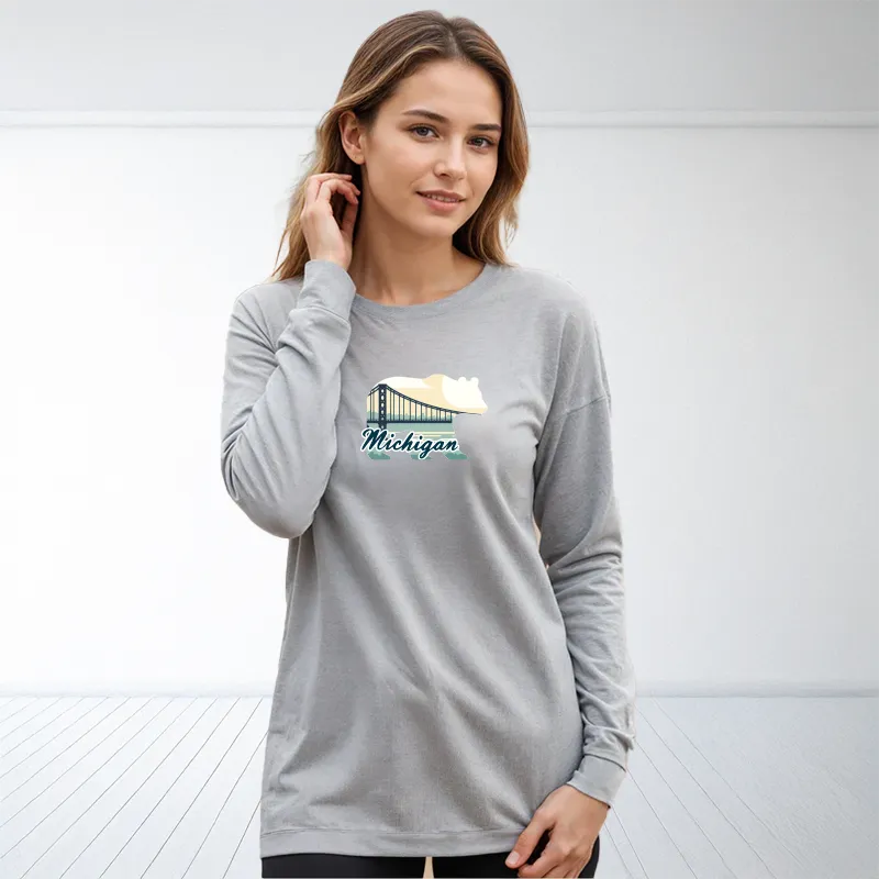 "Bear Bridge" Relaxed Fit Long Sleeve Unisex T-Shirt