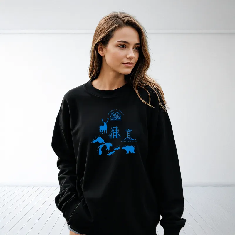 "Michigan Favorites" Relaxed Fit Classic Crew Unisex Sweatshirt