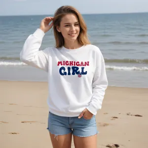 "Michigan Girl Peace" Relaxed Fit Classic Crew Unisex Sweatshirt