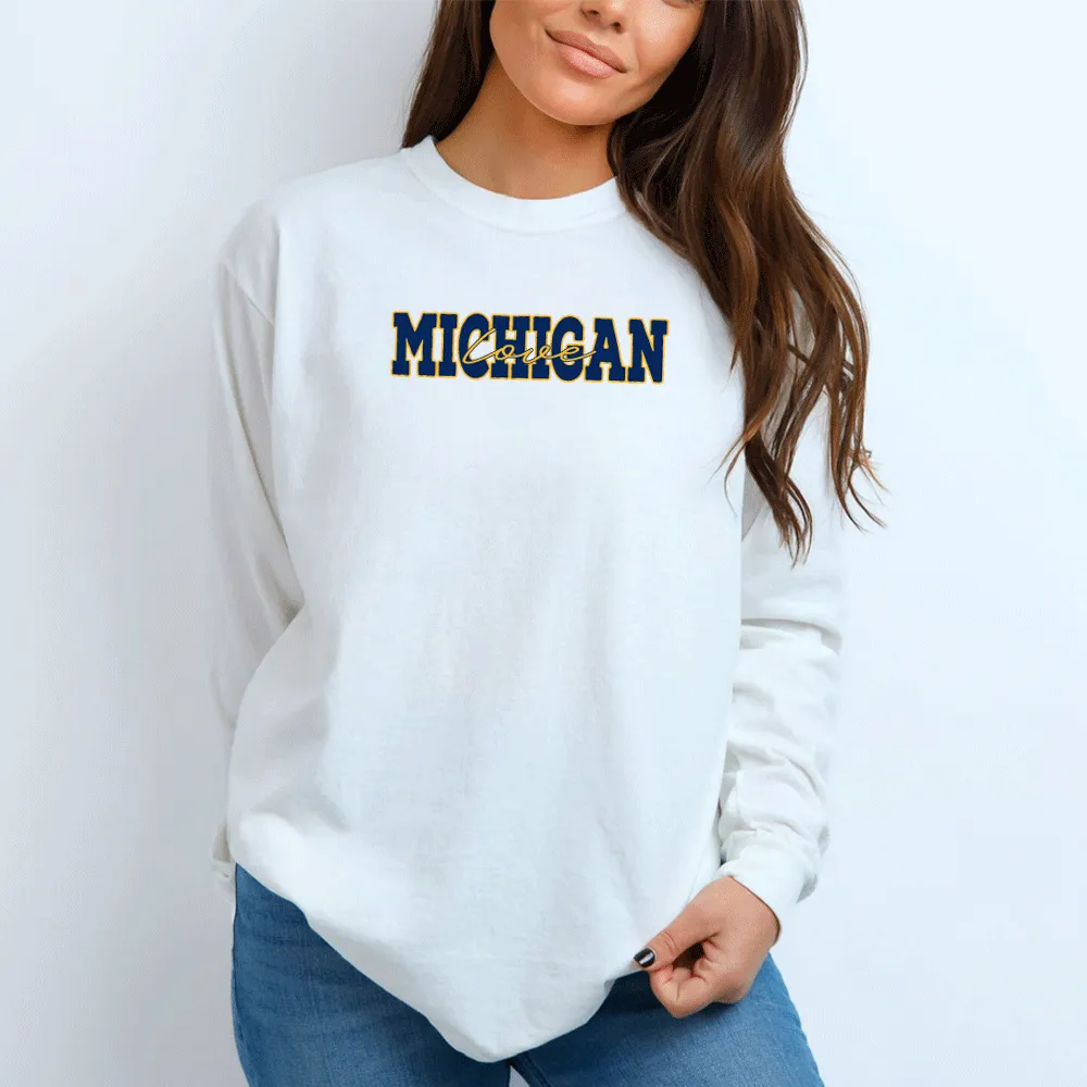 "Michigan Love" Relaxed Fit Long Sleeve Unisex T-Shirt