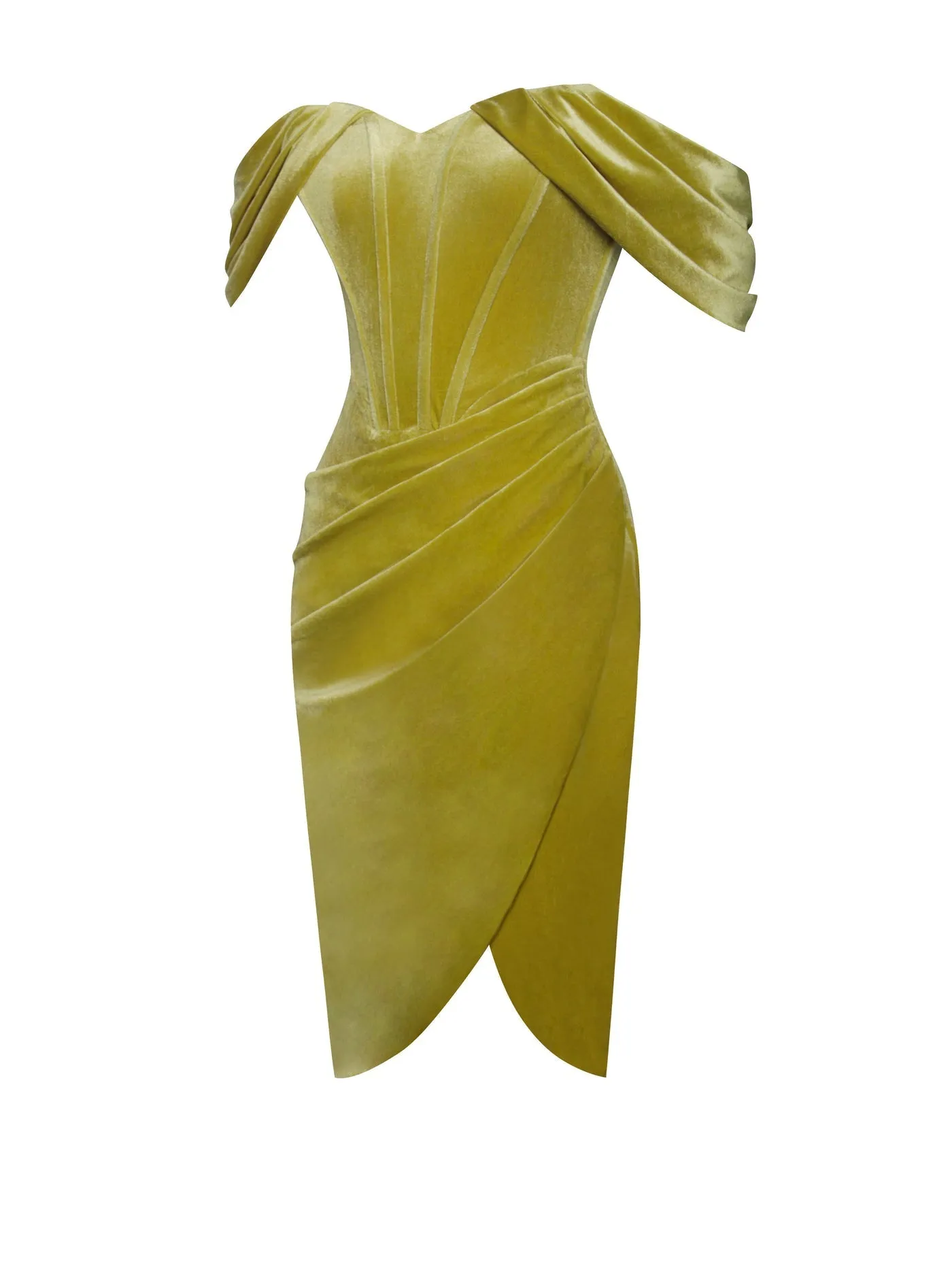 "SASHA" COCKTAIL DRESS  VELVET OFF SHOULDER SLEEVE