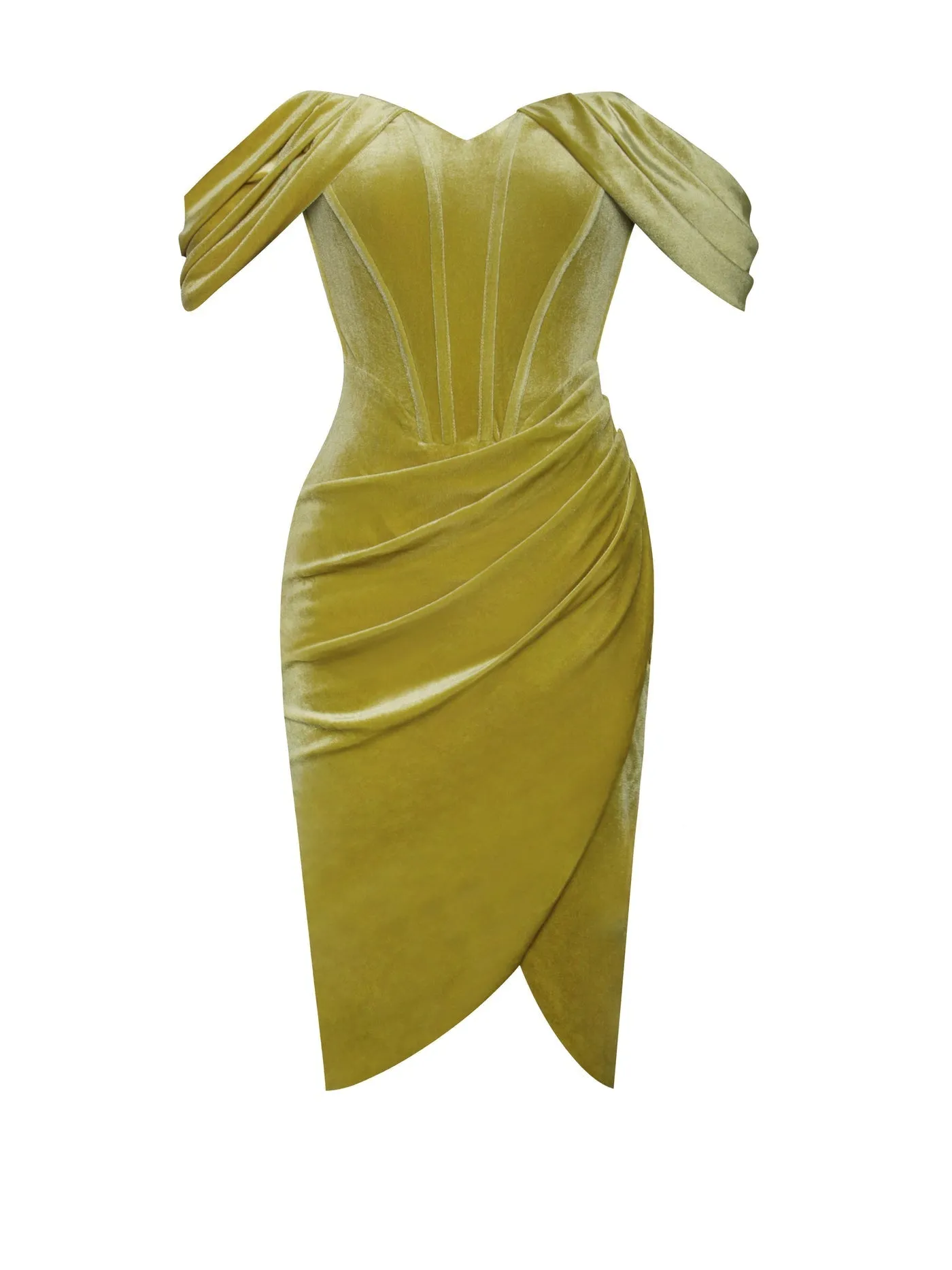 "SASHA" COCKTAIL DRESS  VELVET OFF SHOULDER SLEEVE