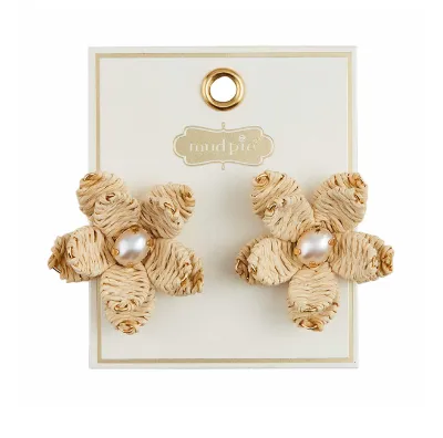 Raffia Flower Earrings