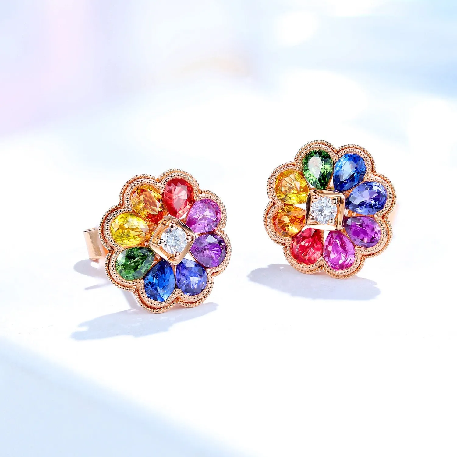 Rainbow Petals Stud Earrings