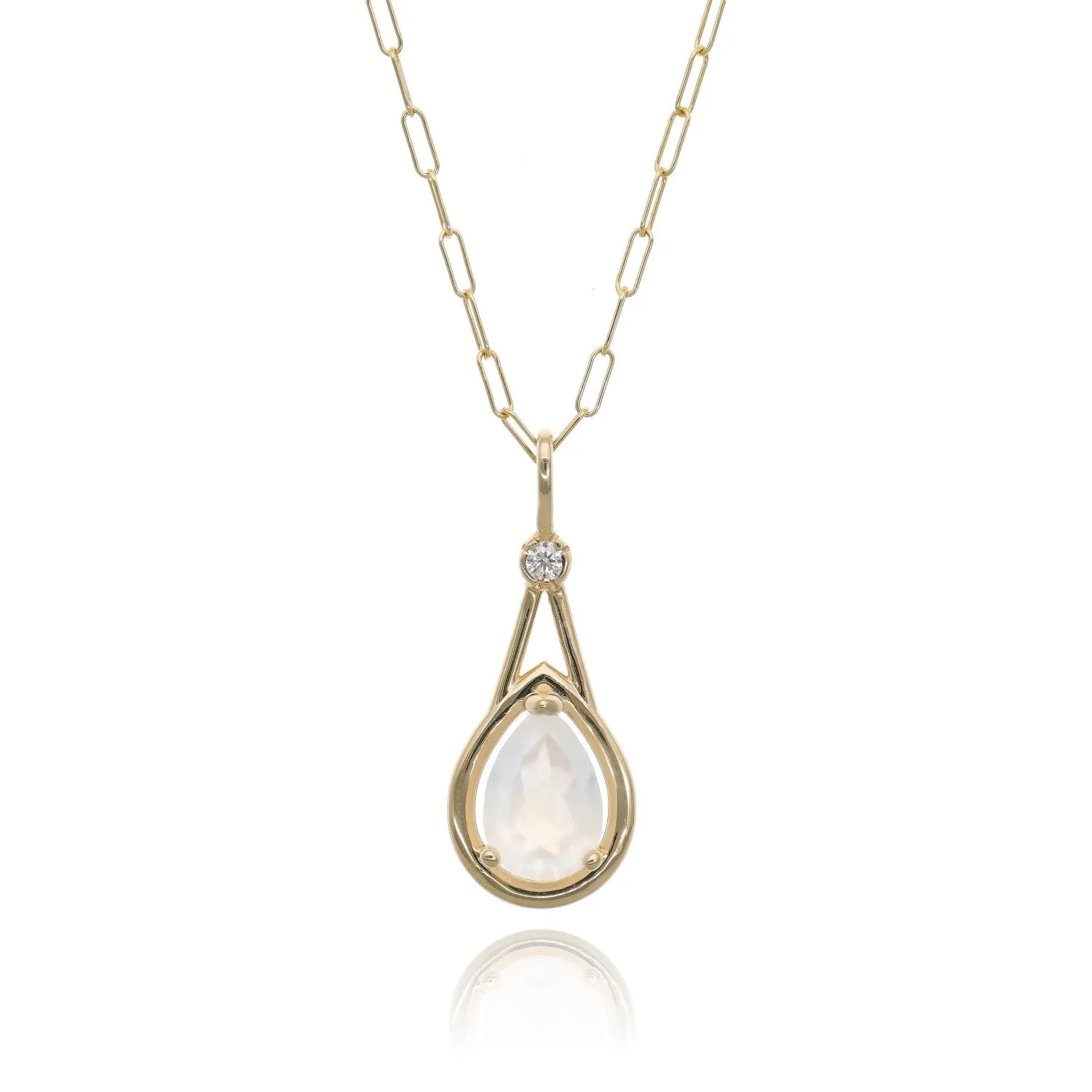 Raindrop Moonstone Pendant in Yellow Gold