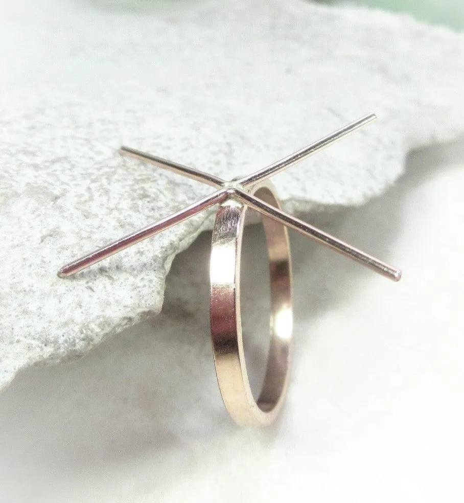 Raw Gemstone Ring - Plain Flat, 3mm Band, Choose Your Metal