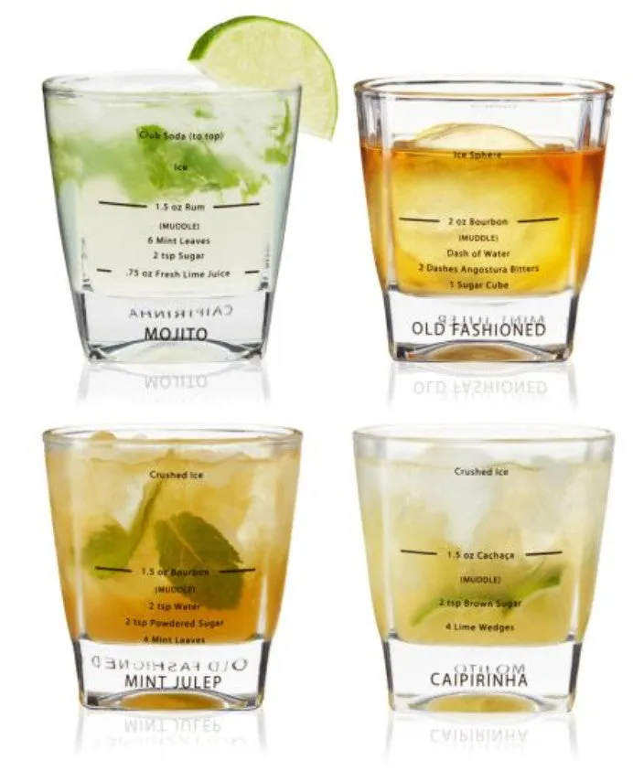 Recipe Rocks Glasses, Set of 4