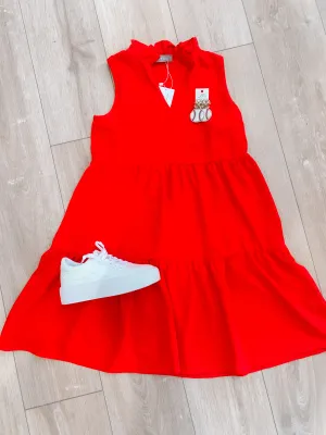 Red Tiered Ruffle Dress