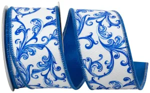 Reliant 2.5" Scroll Terracotta Deluxe Backed Ribbon: Colbalt Blue (5 Yards) 94249W-329-40D
