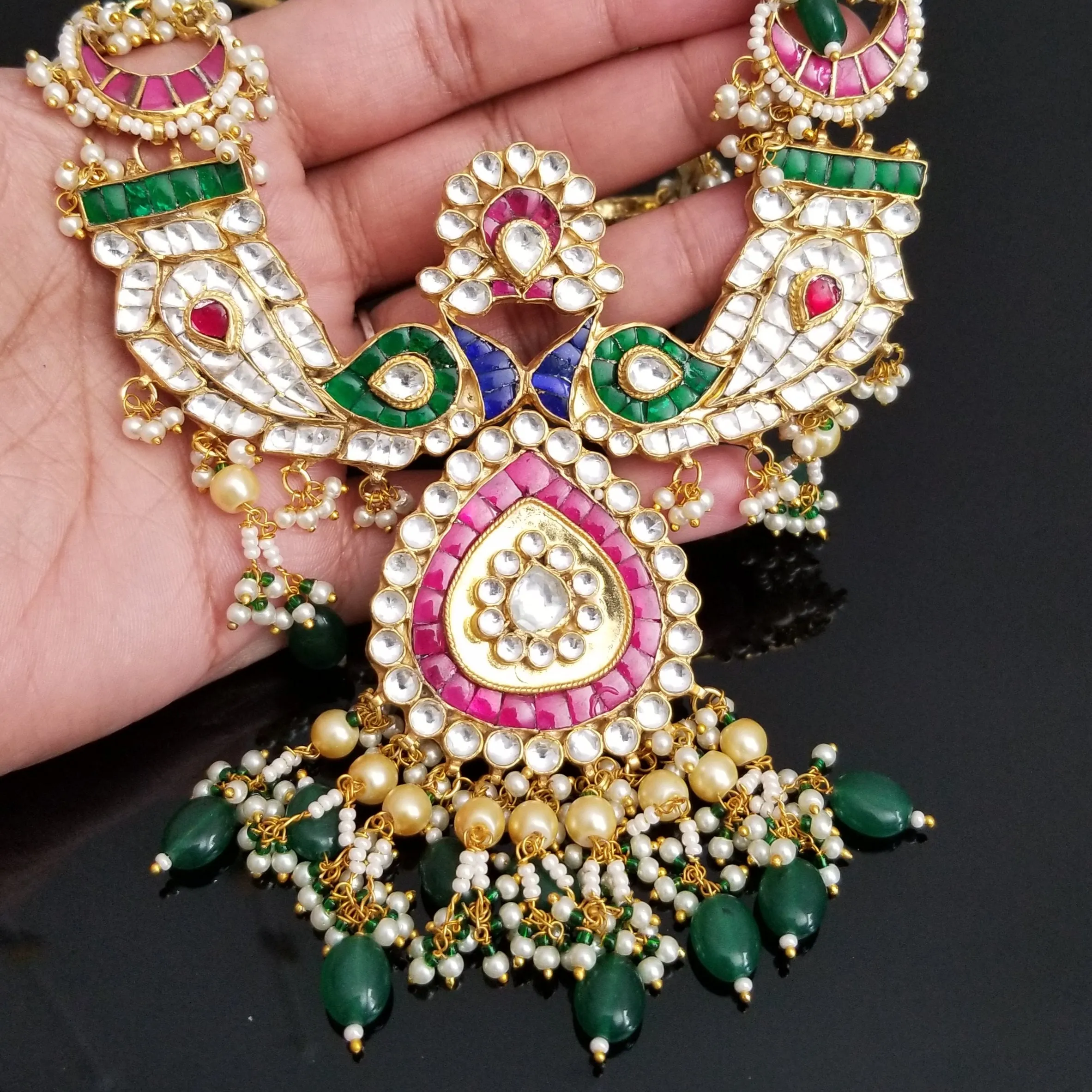 Reserved For Maha Lakshmi Ahemdabadi Kundan Hard Gold Plated Malaa Set BT29