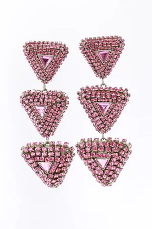 Rhinestone Triangle Tier Drop Earrings