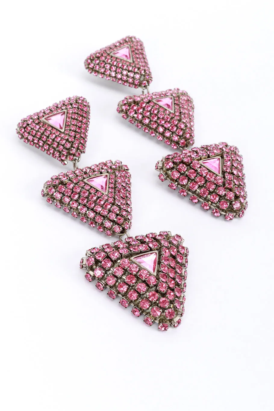 Rhinestone Triangle Tier Drop Earrings