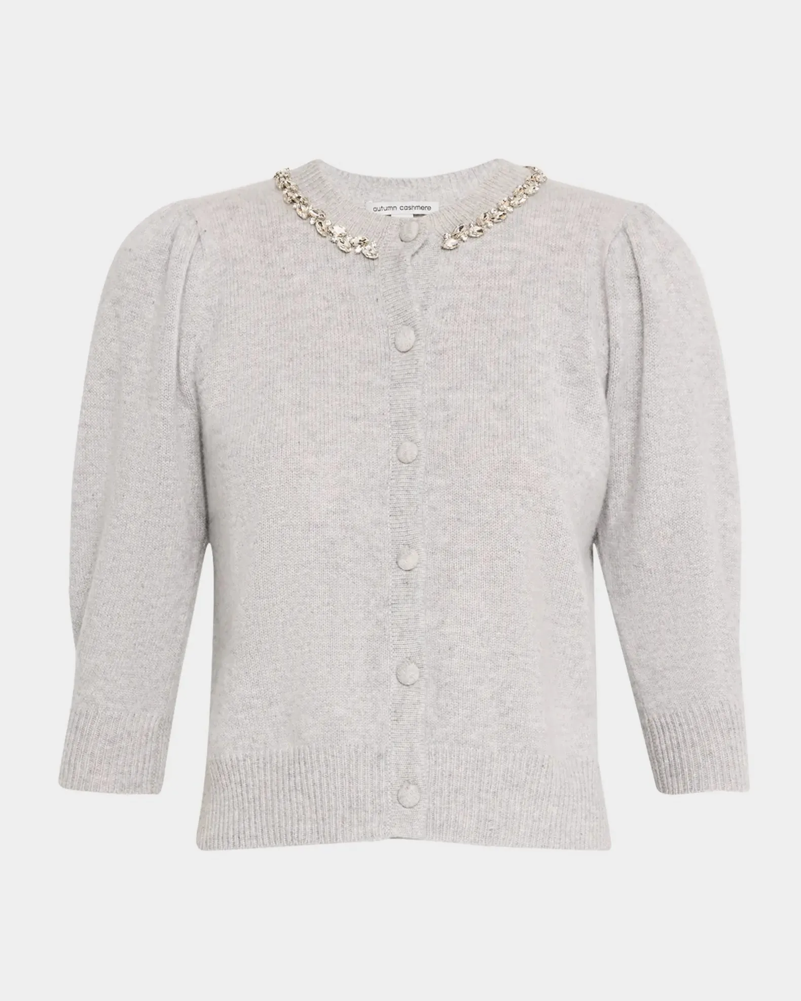 Rhinestone-Trim Cashmere Cardigan