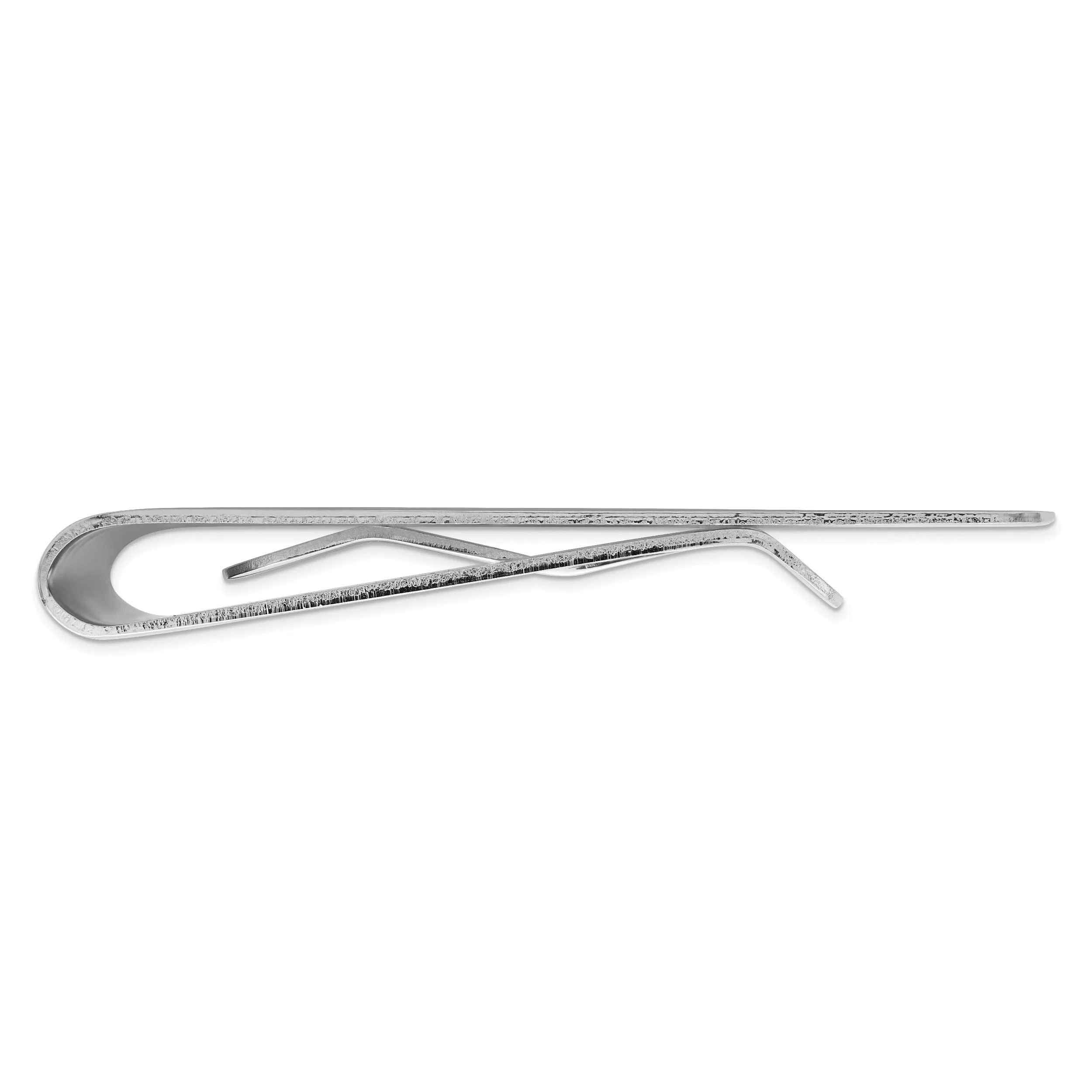 Rhodium Plated Etched Lines Money Clip