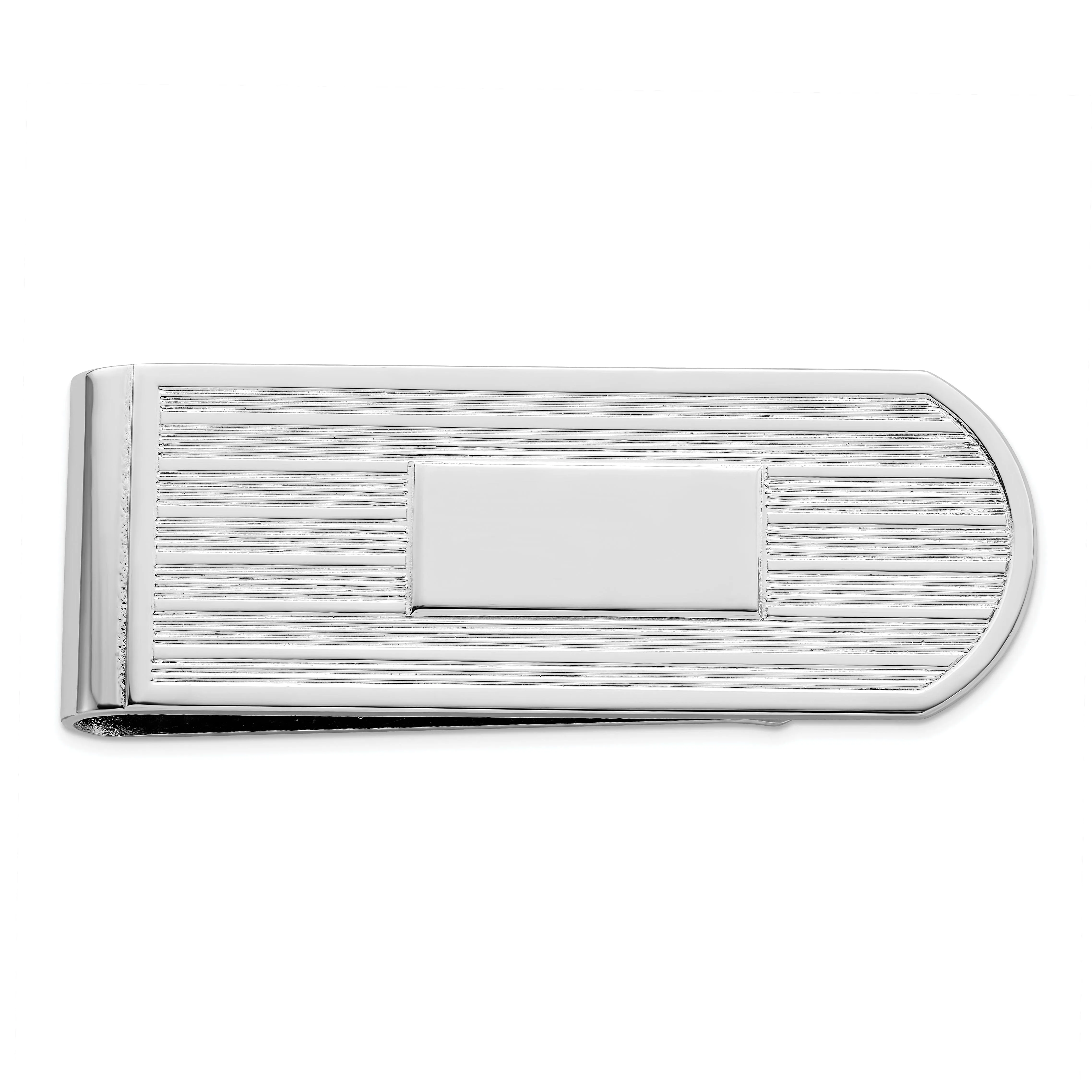 Rhodium Plated Etched Lines Money Clip