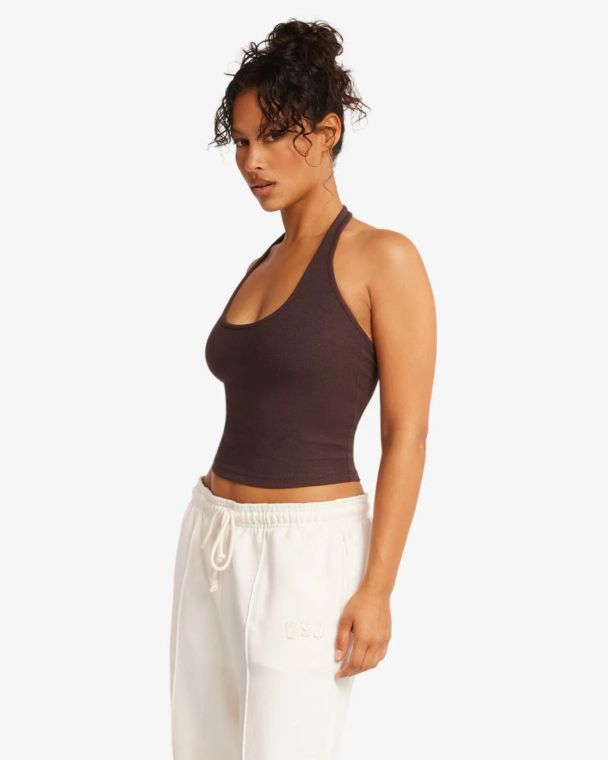 Rib Halter Tank | Espresso