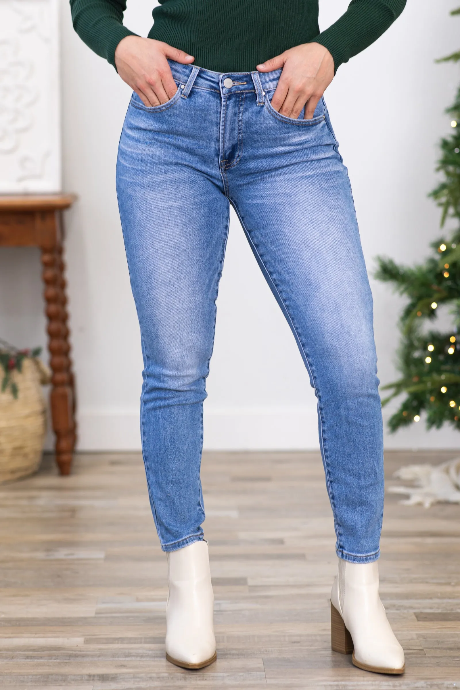 Risen Mid Rise Relaxed Skinny Jeans
