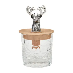 Round Deer Antler Dof Glass & Bottle Stopper Set