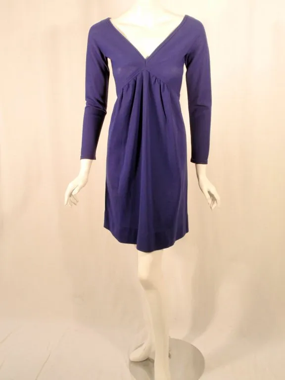 RUDI GERNREICH 1960s Vintage Purple Knit V-Neck Mini Dress