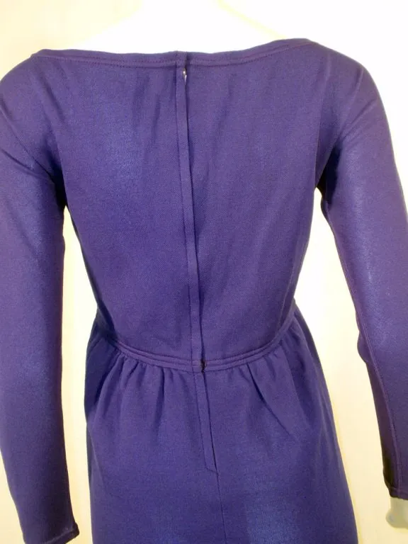 RUDI GERNREICH 1960s Vintage Purple Knit V-Neck Mini Dress