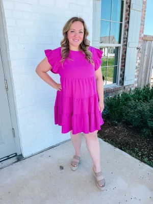 Ruffle Sleeve Mini Dress