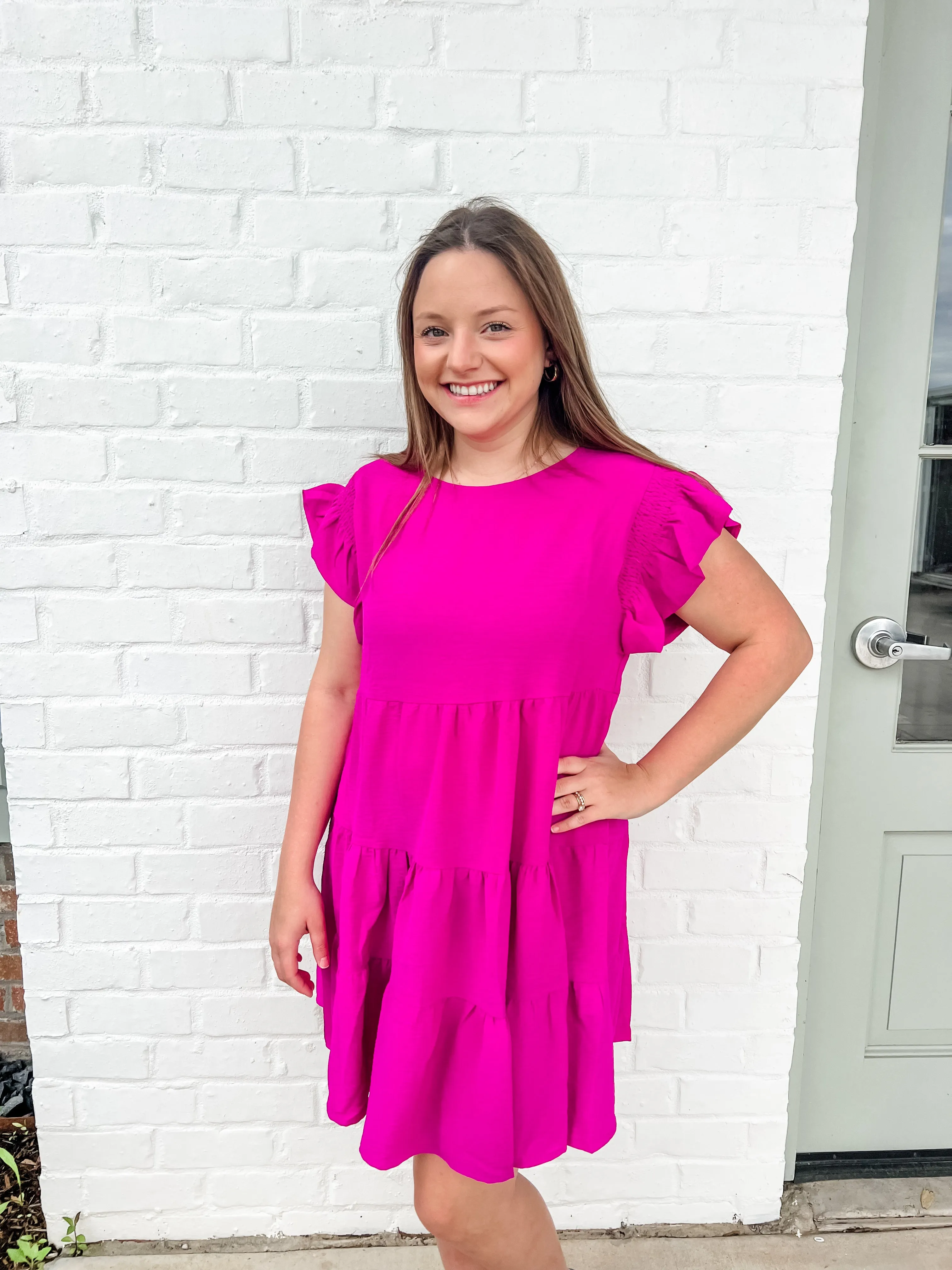 Ruffle Sleeve Mini Dress