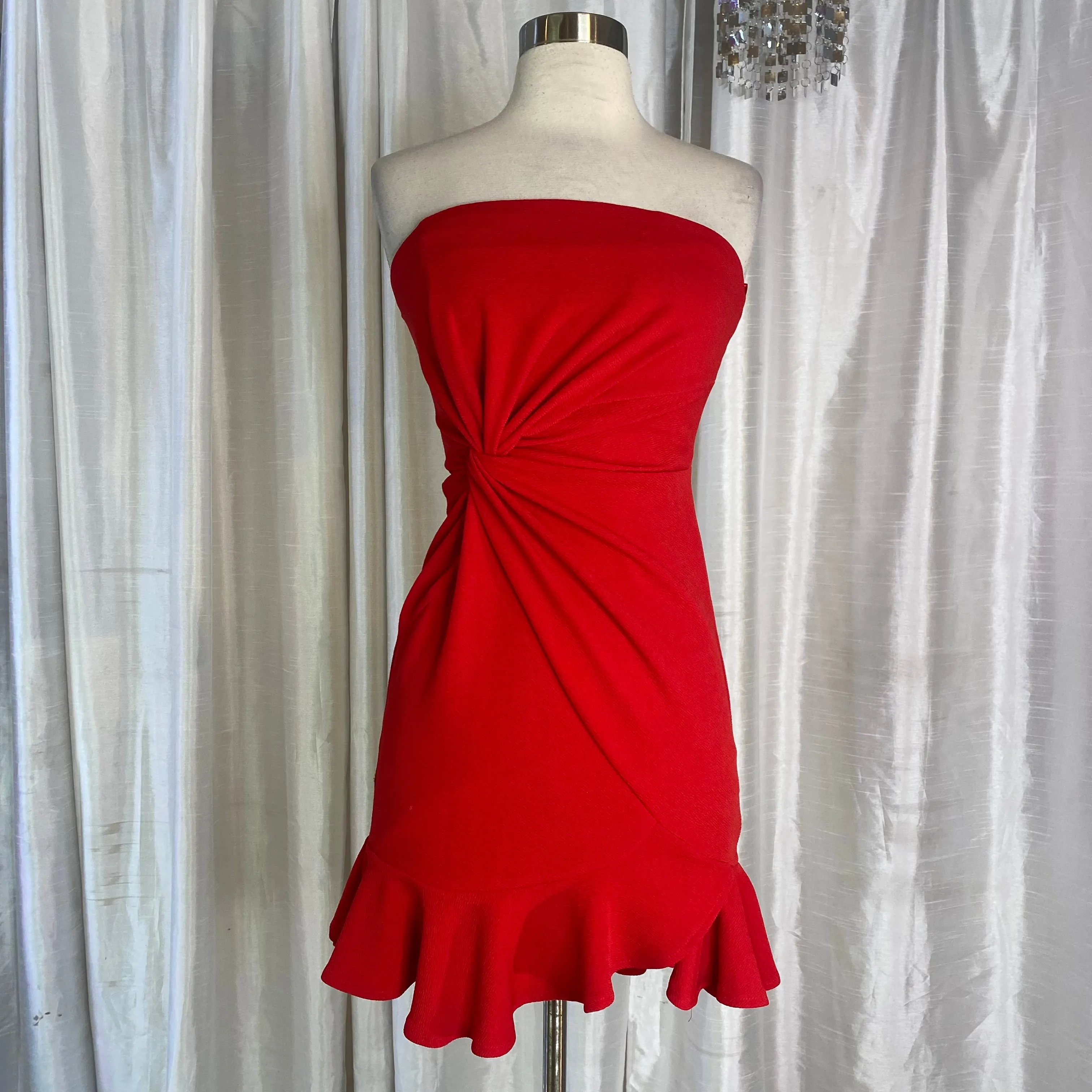 SELFIE Leslie Prom Queen Bandeau Mini Dress Red Size S