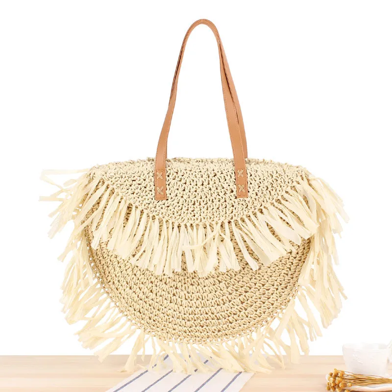 Semicircle Tassel Straw Bag
