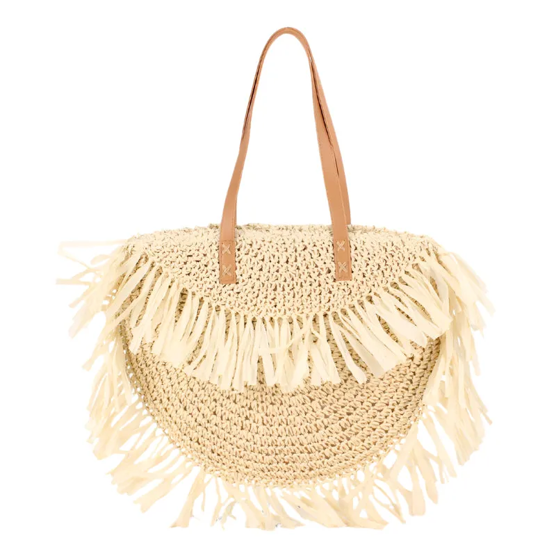 Semicircle Tassel Straw Bag