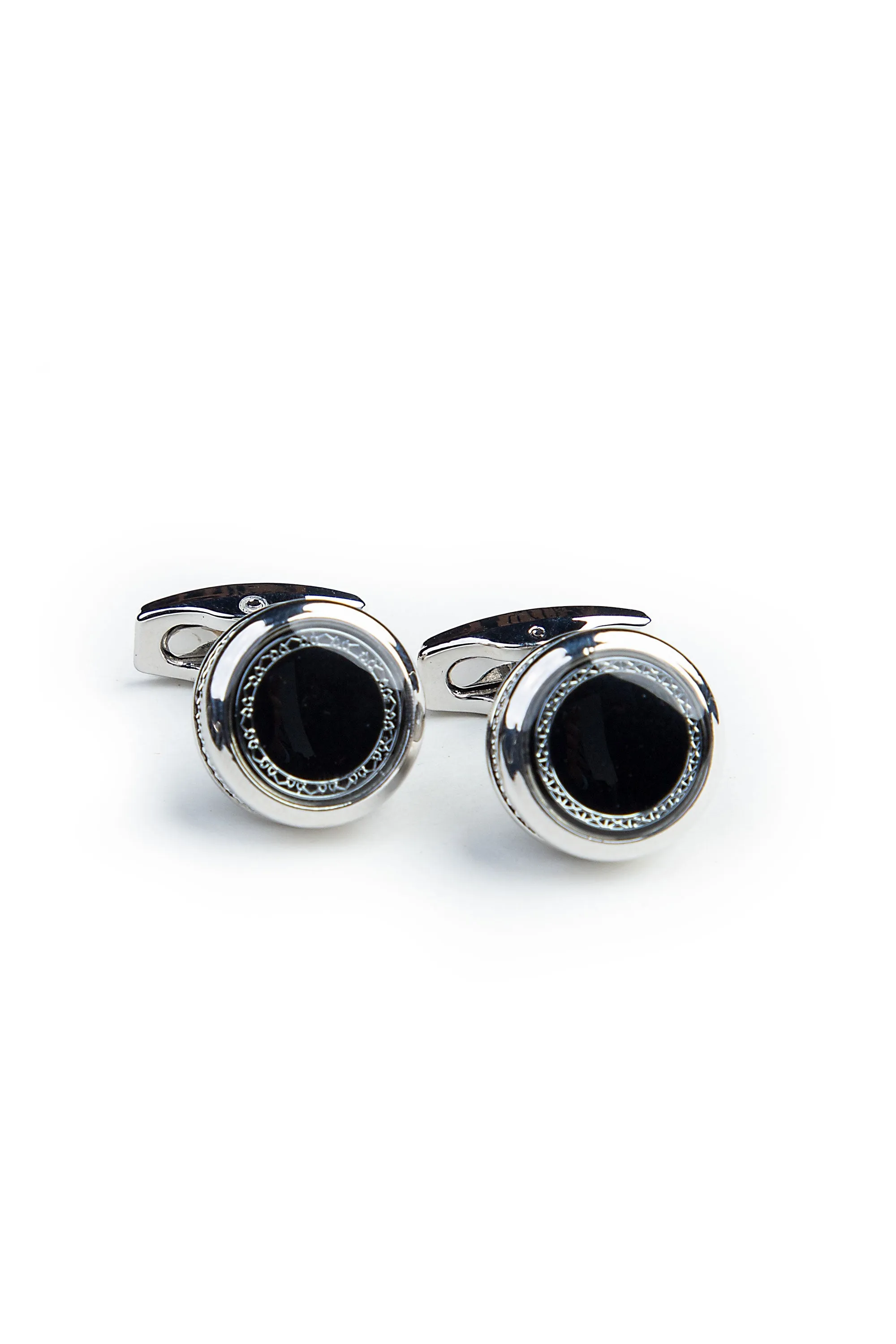 Shinny Black and Slver Cufflinks