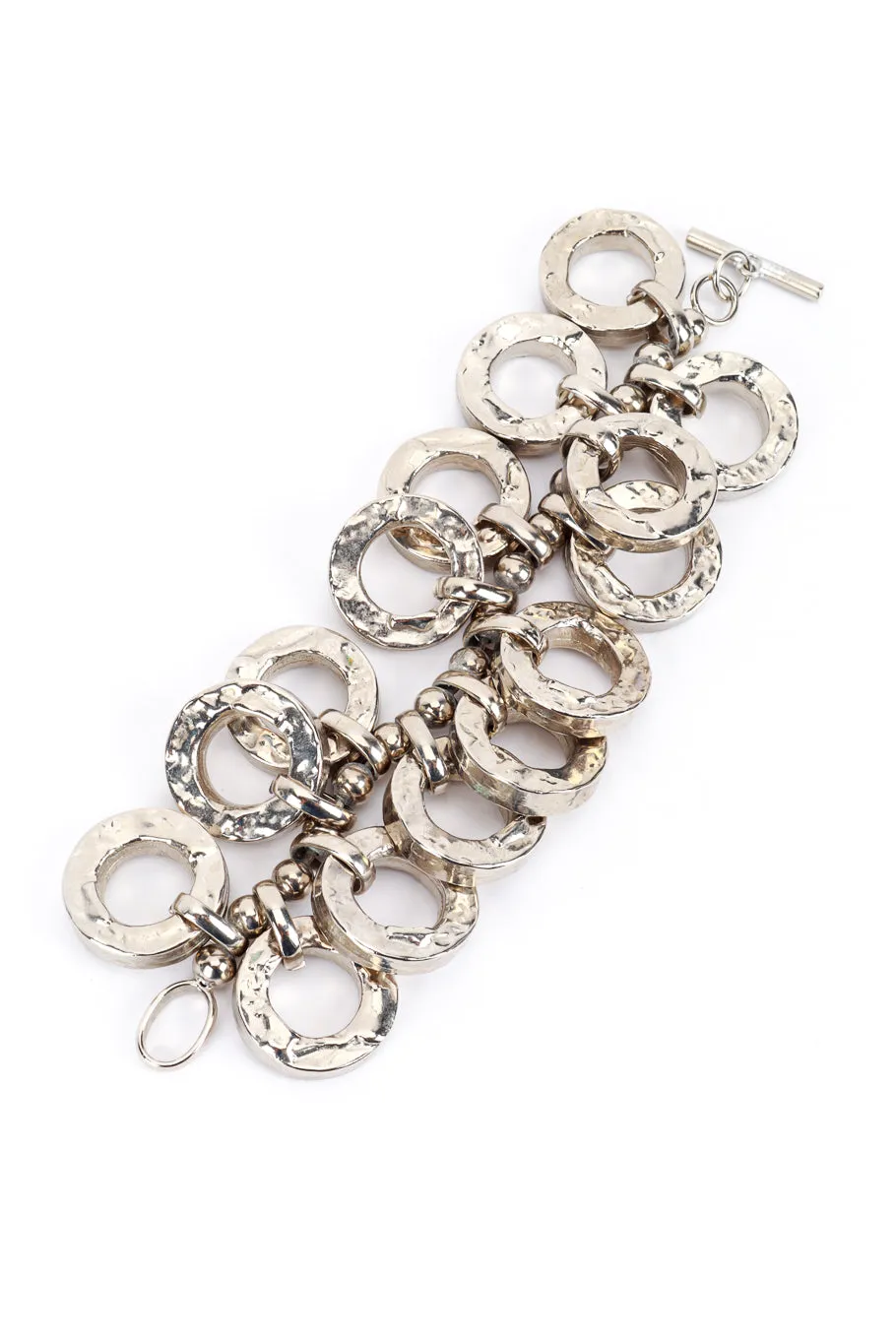 Silver Hammered O-Ring Charm Bracelet II