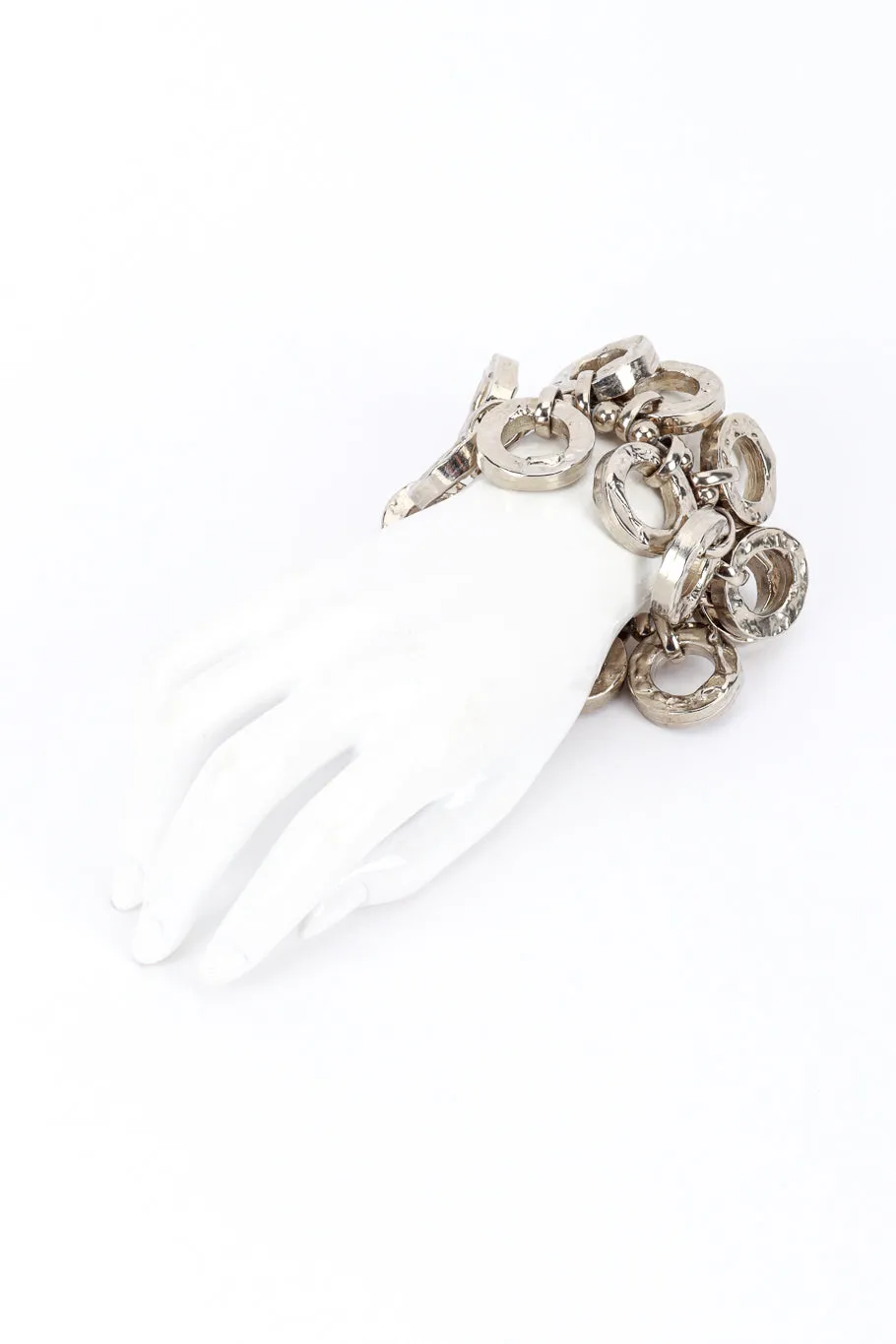Silver Hammered O-Ring Charm Bracelet II