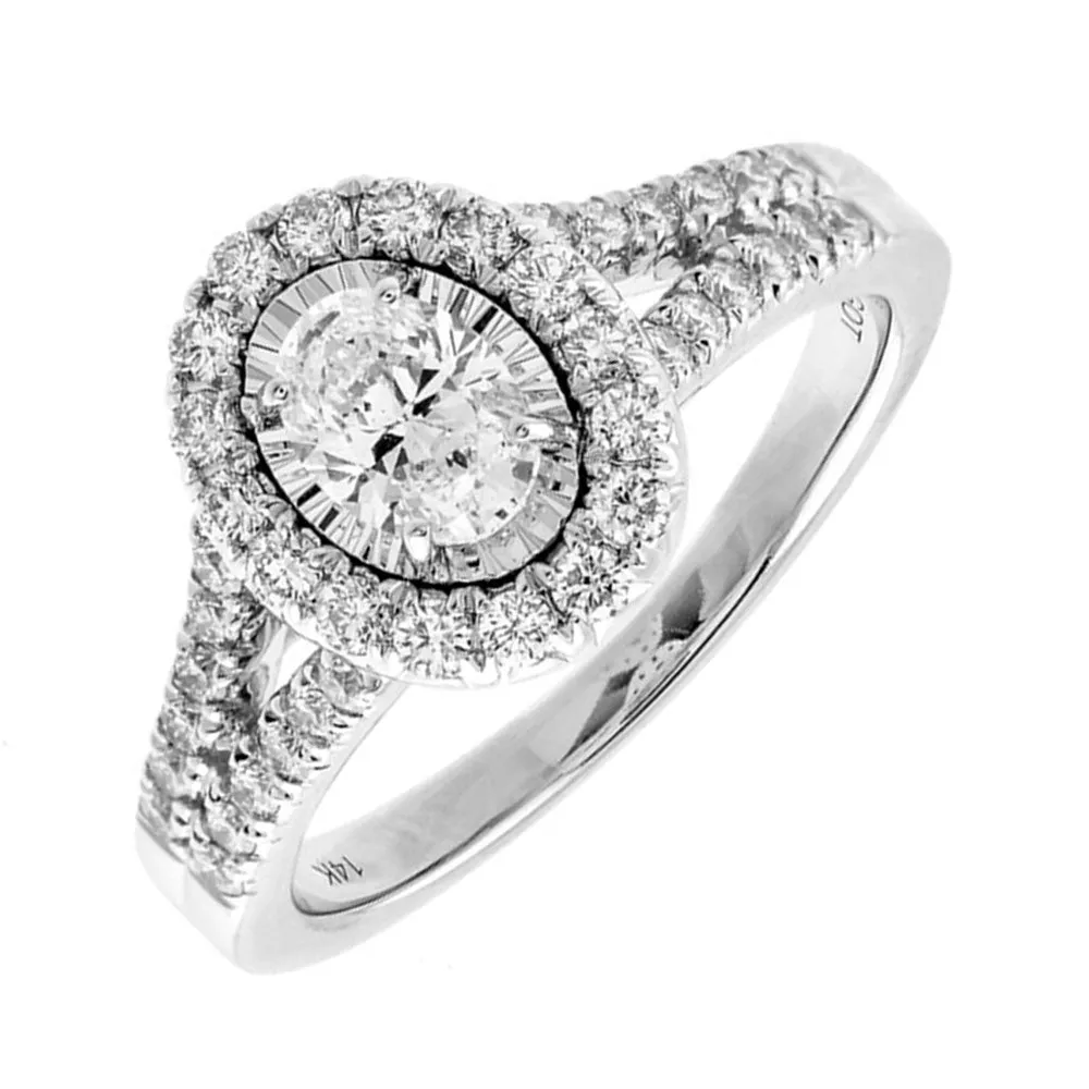 Silver (SLV 995) Cubic Zirconia Basics Halo Ring - 1 ctw