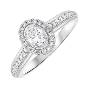 Silver (SLV 995) Cubic Zirconia Basics Halo Ring - 4/7 ctw