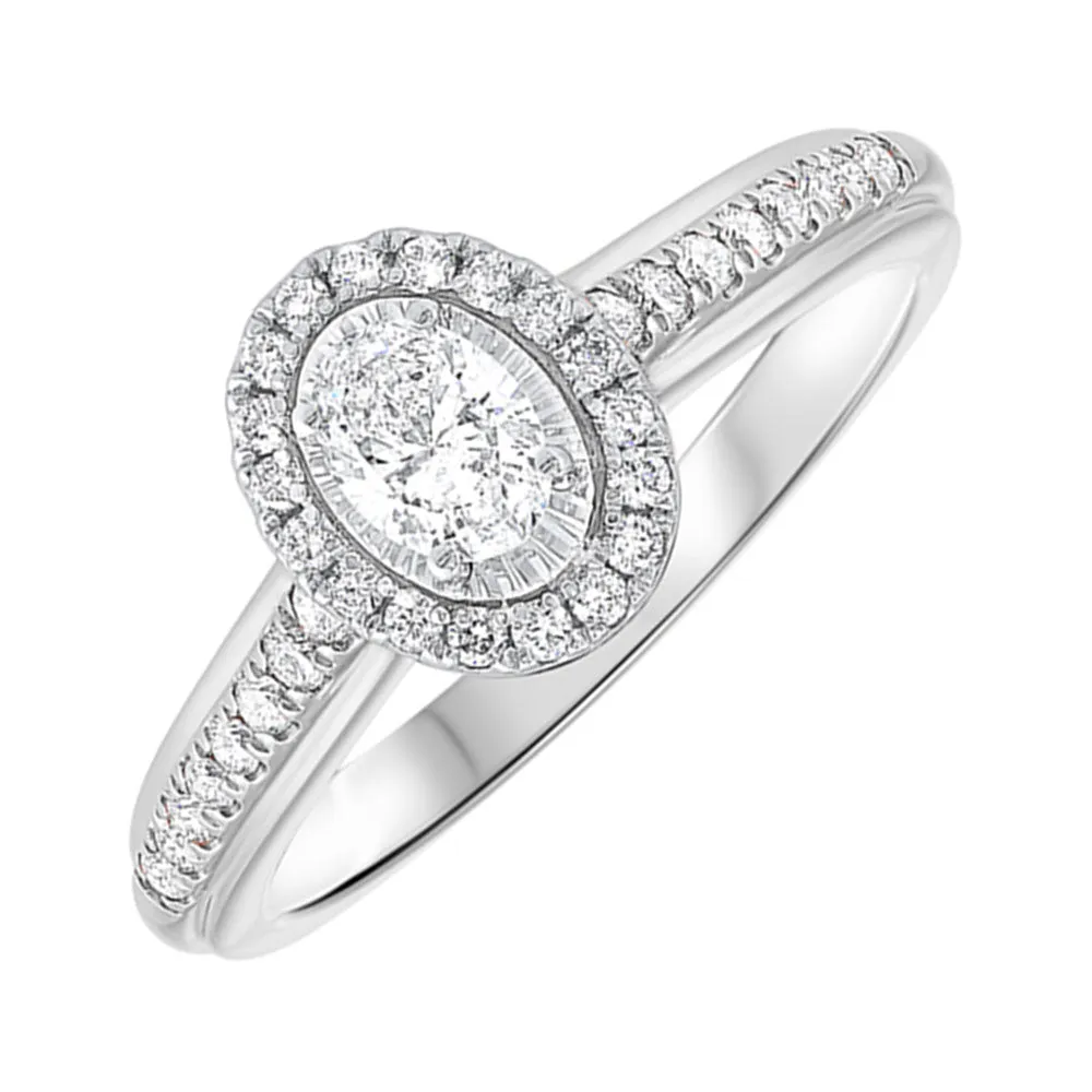 Silver (SLV 995) Cubic Zirconia Basics Halo Ring - 4/7 ctw