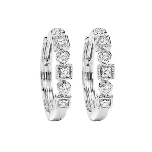 Silver (SLV 995) Cubic Zirconia Hoop Earring -  1/8 ctw