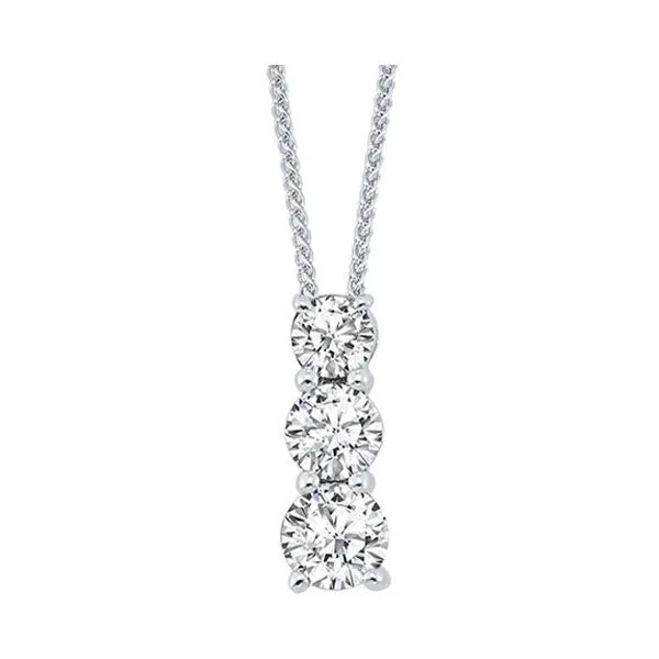 Silver (SLV 995) Diamond Classic Book 3 Stone Neckwear Pendant  - 1/4 ctw