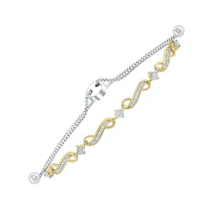 Silver (SLV 995) Diamond Classic Book Bolo Bracelet  - 1/8 ctw