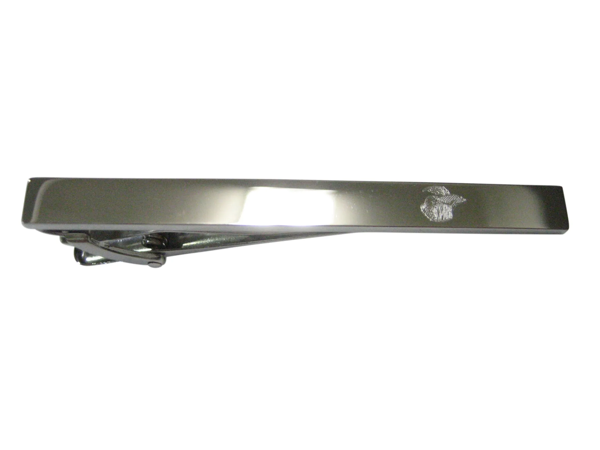 Silver Toned Etched Sleek Betta Fish Tie Clip