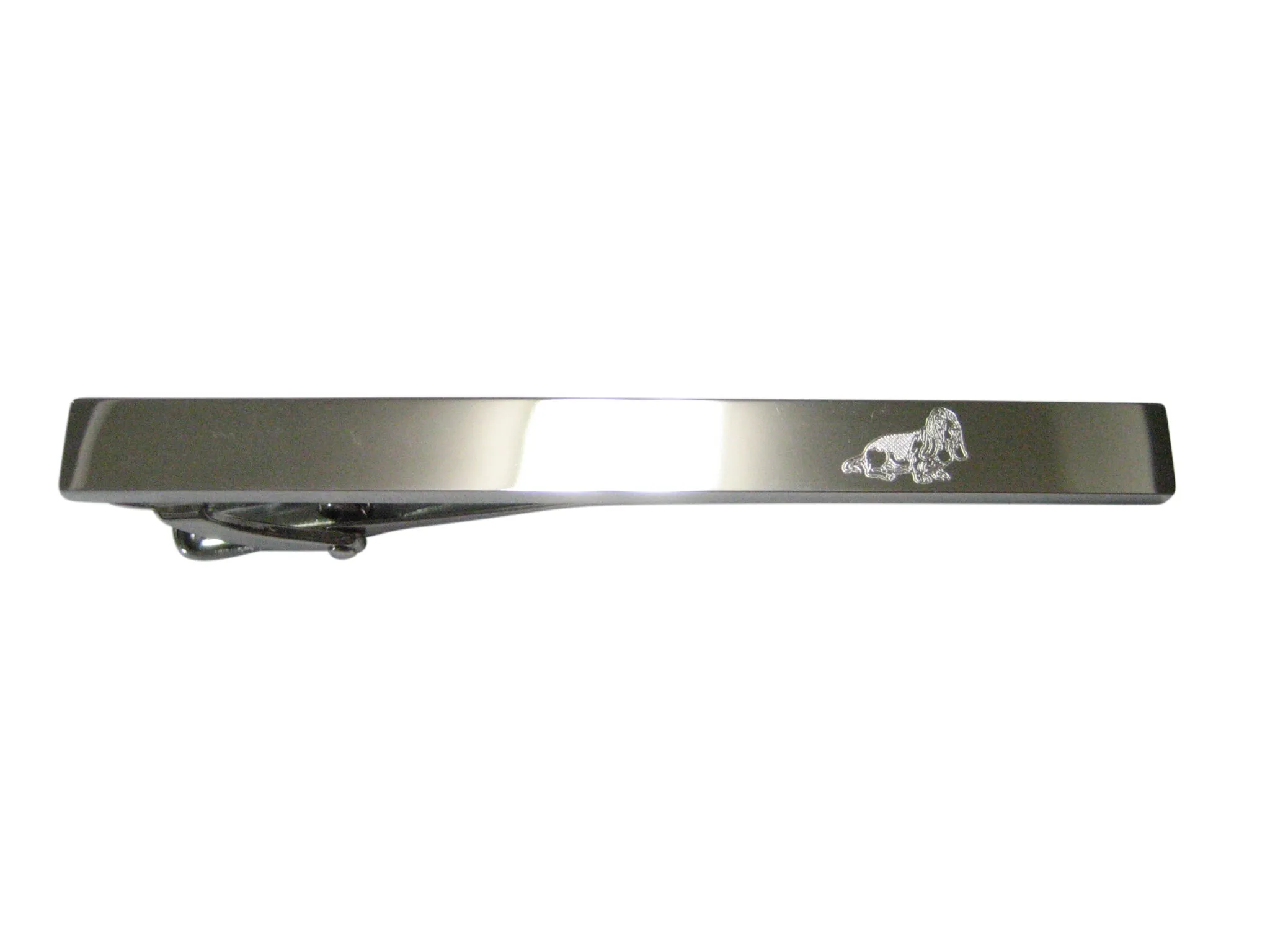 Silver Toned Etched Sleek Bloodhound Dog Tie Clip