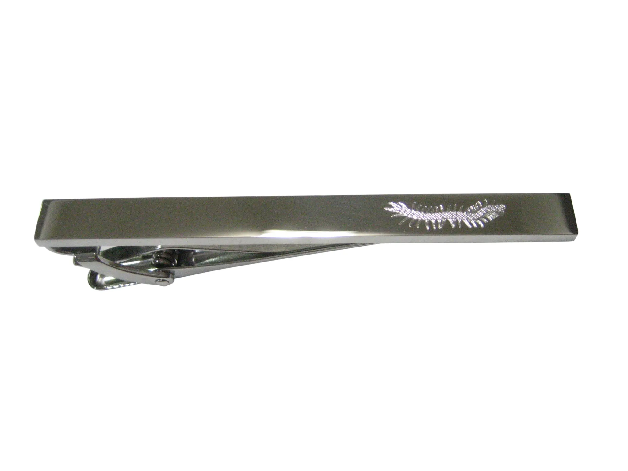 Silver Toned Etched Sleek Centipede Bug Insect Tie Clip