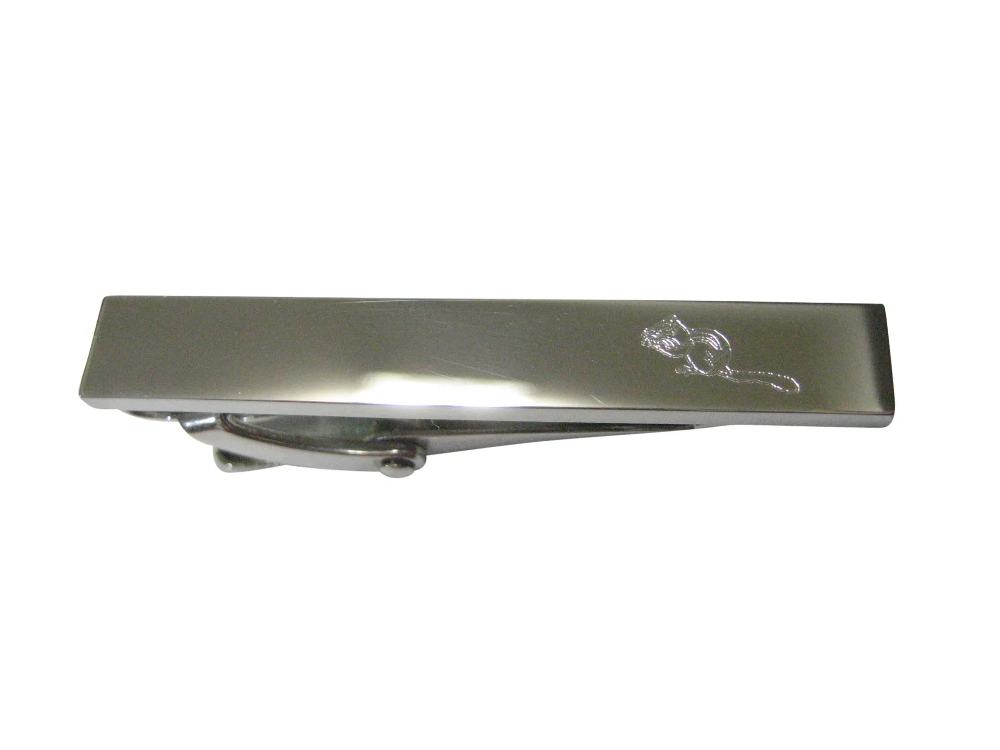 Silver Toned Etched Sleek Chipmunk Skinny Tie Clip