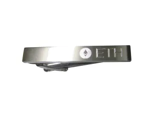 Silver Toned Etched Sleek Ethereum Coin Cryptocurrency Blockchain Skinny Tie Clip