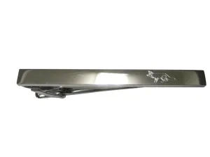 Silver Toned Etched Sleek Fox Tie Clip